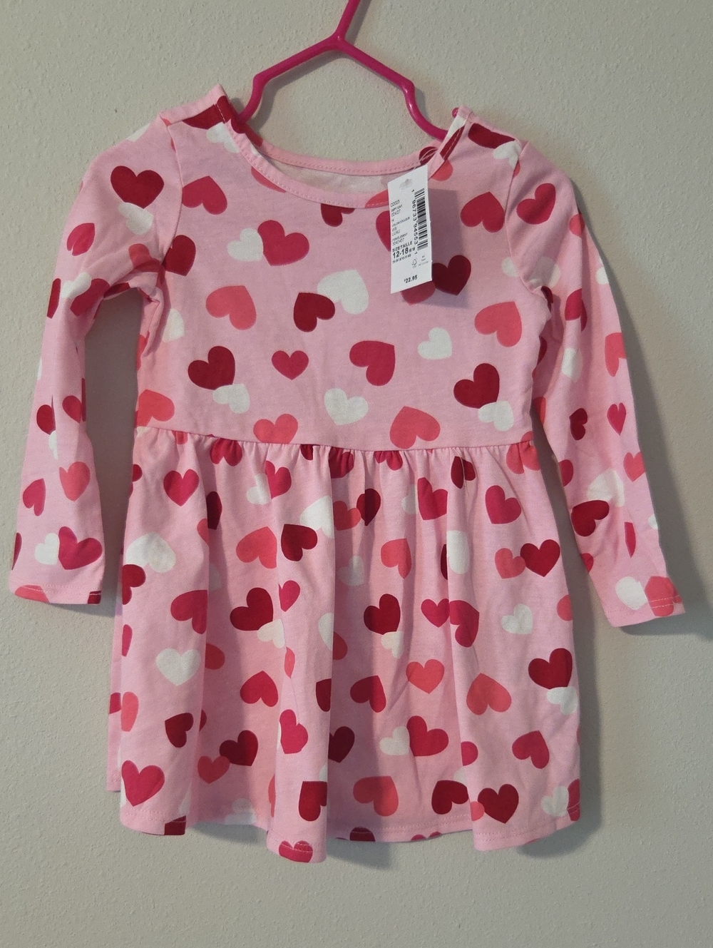 The Children's Place Pink Heart-Print Long Sleeve Dress